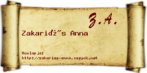Zakariás Anna névjegykártya