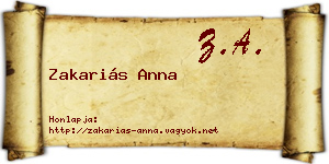 Zakariás Anna névjegykártya
